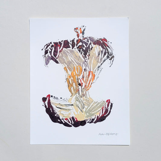Apple Core Monotype Print