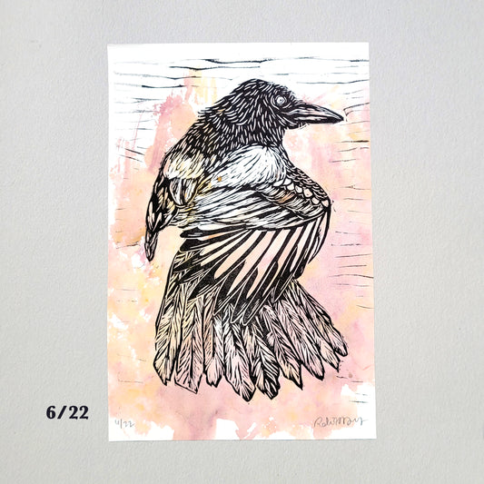 Magpie "One for Sorrow" Linocut Print