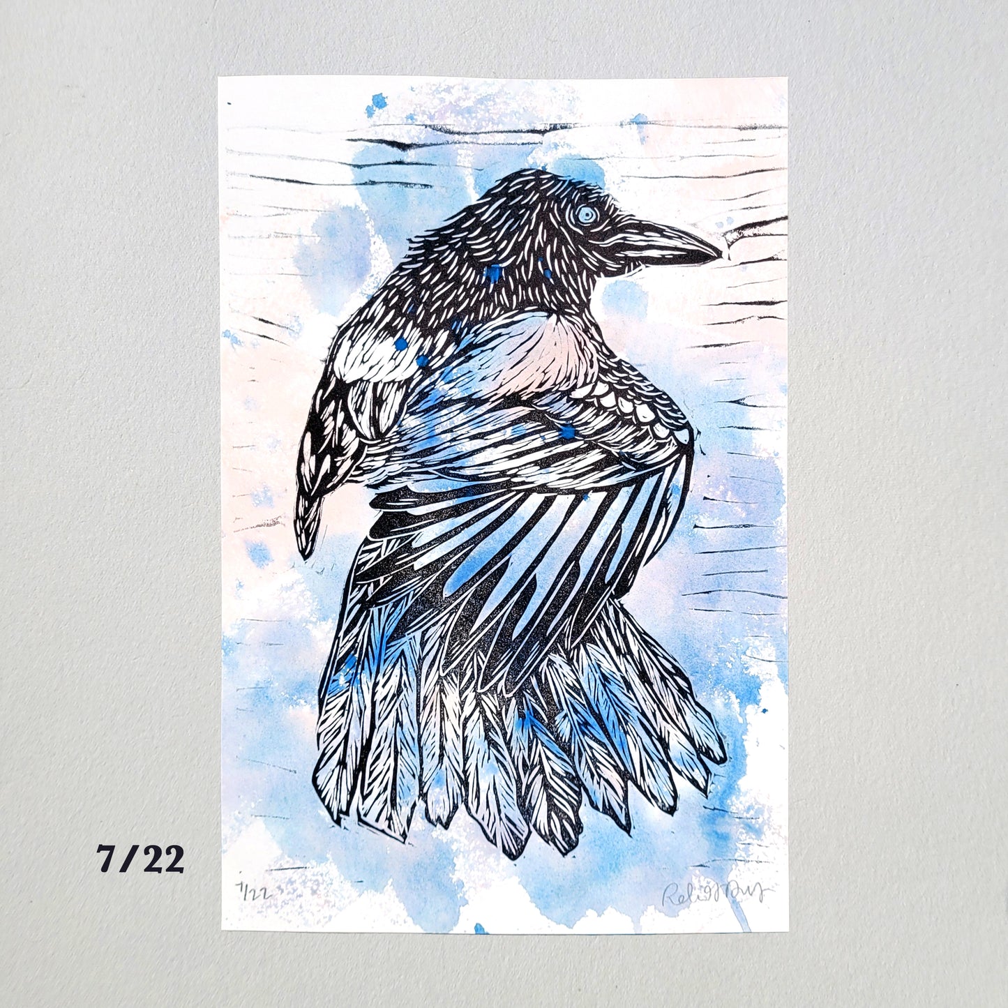 Magpie "One for Sorrow" Linocut Print