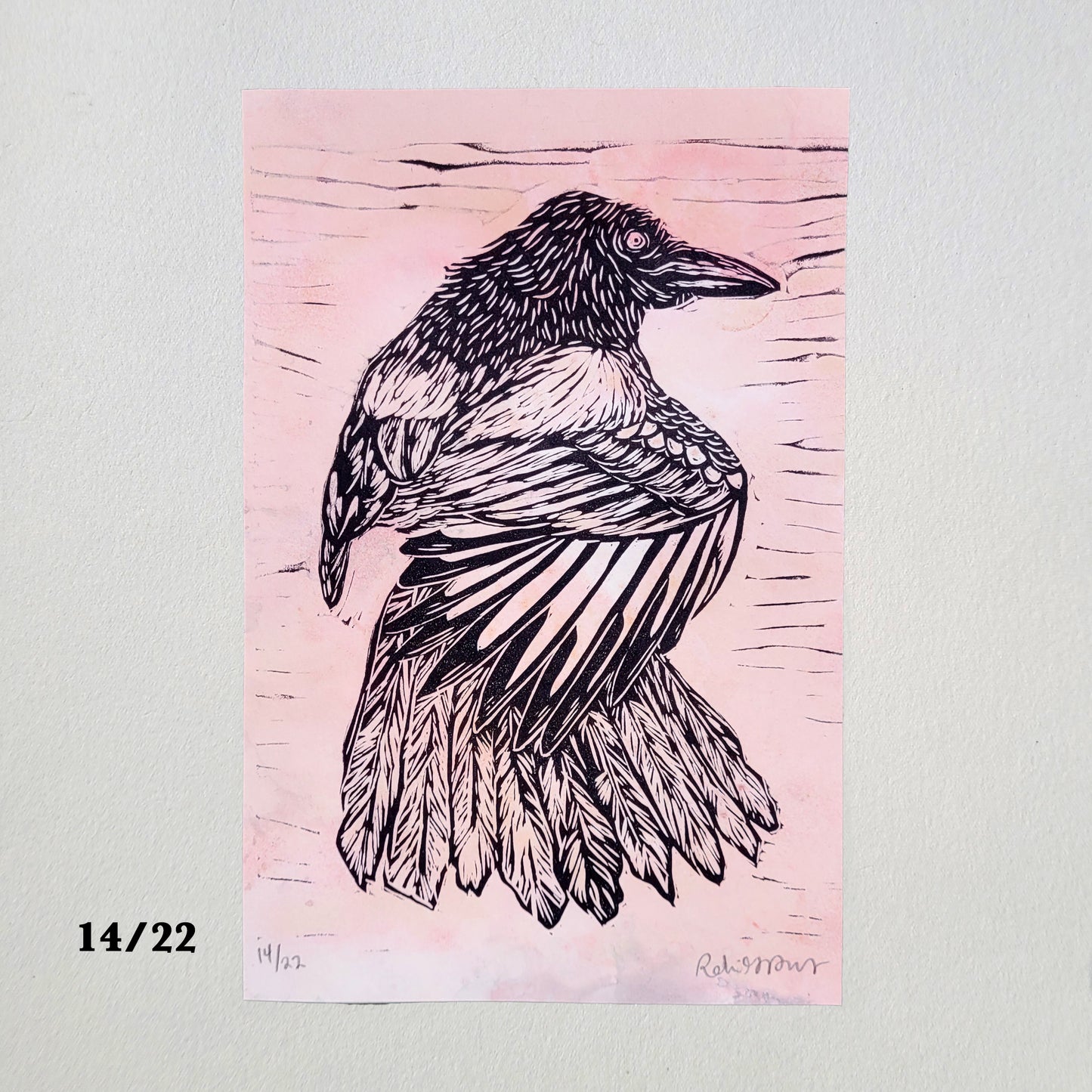 Magpie "One for Sorrow" Linocut Print