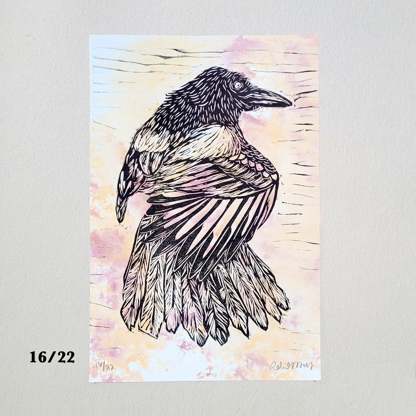 Magpie "One for Sorrow" Linocut Print