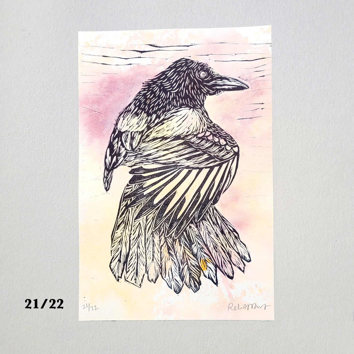 Magpie "One for Sorrow" Linocut Print