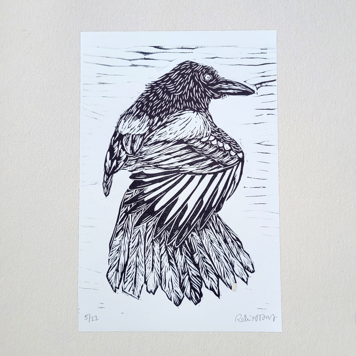 Magpie "One for Sorrow" Linocut Print